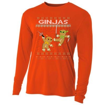 Ginjas Gingerbread Ninjas Funny Ugly Christmas Gift Cooling Performance Long Sleeve Crew