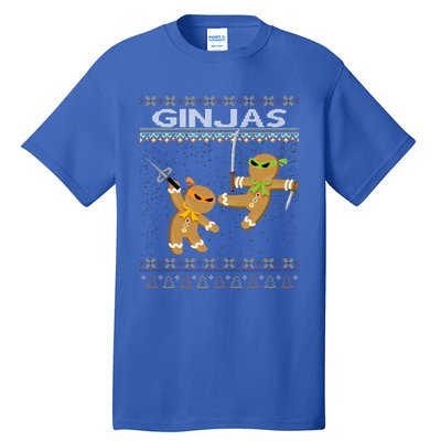 Ginjas Gingerbread Ninjas Funny Ugly Christmas Funny Gift Tall T-Shirt