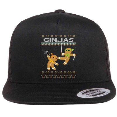 Ginjas Gingerbread Ninjas Funny Ugly Christmas Gift Flatbill Hat
