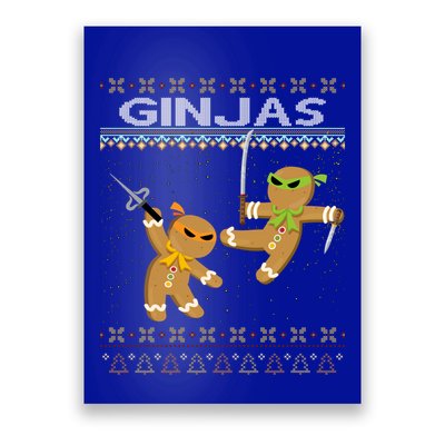 Ginjas Gingerbread Ninjas Funny Ugly Christmas Gift Poster