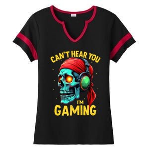 Gamer Graphic Ns Video Gaming Funny Skull Gift Ladies Halftime Notch Neck Tee