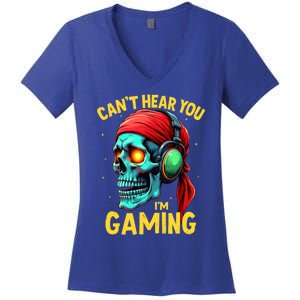 Gamer Graphic Ns Video Gaming Funny Skull Gift Women's V-Neck T-Shirt