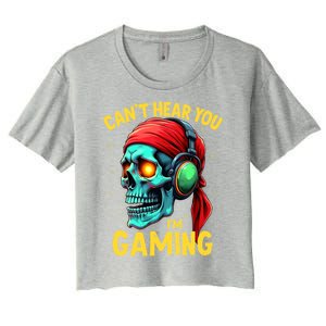 Gamer Graphic Ns Video Gaming Funny Skull Gift Women's Crop Top Tee