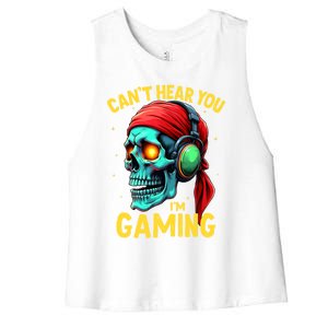 Gamer Graphic Ns Video Gaming Funny Skull Gift Women's Racerback Cropped Tank