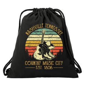 Guitar Guitarist Nashville Tennessee Country Music City Drawstring Bag