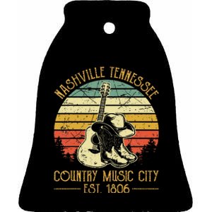 Guitar Guitarist Nashville Tennessee Country Music City Ceramic Bell Ornament