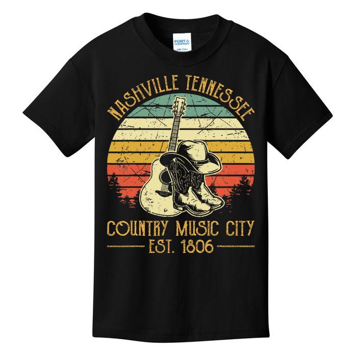 Guitar Guitarist Nashville Tennessee Country Music City Kids T-Shirt