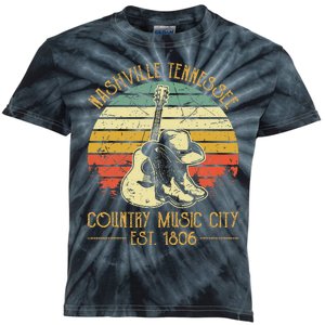 Guitar Guitarist Nashville Tennessee Country Music City Kids Tie-Dye T-Shirt