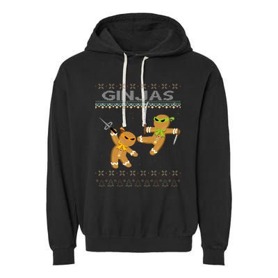 Ginjas Gingerbread Ninjas Funny Ugly Christmas Garment-Dyed Fleece Hoodie