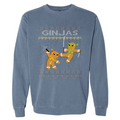 Ginjas Gingerbread Ninjas Funny Ugly Christmas Garment-Dyed Sweatshirt