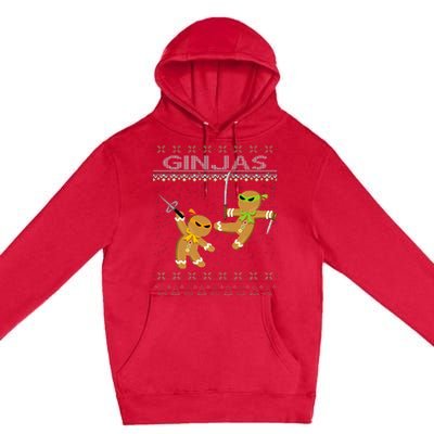 Ginjas Gingerbread Ninjas Funny Ugly Christmas Premium Pullover Hoodie