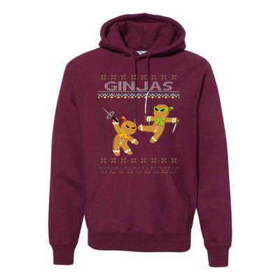 Ginjas Gingerbread Ninjas Funny Ugly Christmas Premium Hoodie