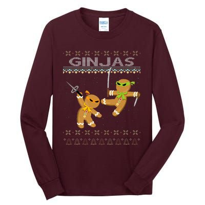 Ginjas Gingerbread Ninjas Funny Ugly Christmas Tall Long Sleeve T-Shirt