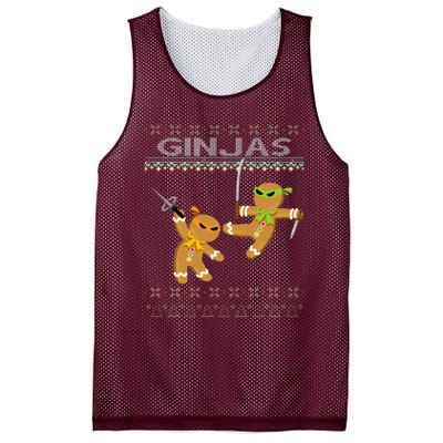 Ginjas Gingerbread Ninjas Funny Ugly Christmas Mesh Reversible Basketball Jersey Tank