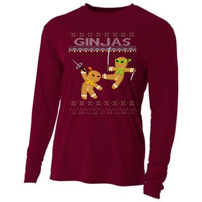 Ginjas Gingerbread Ninjas Funny Ugly Christmas Cooling Performance Long Sleeve Crew