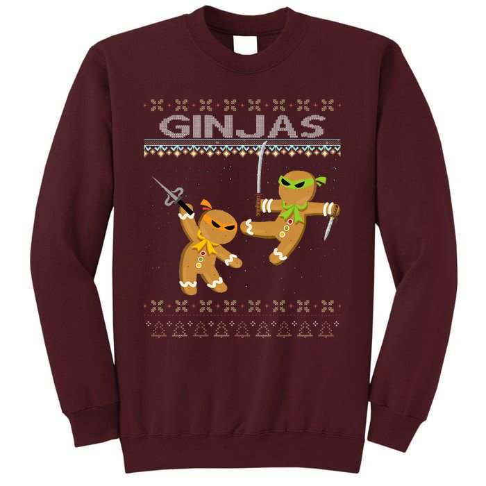 Ginjas Gingerbread Ninjas Funny Ugly Christmas Tall Sweatshirt