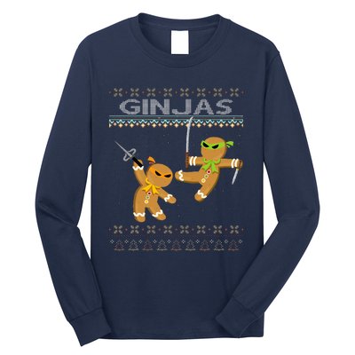 Ginjas Gingerbread Ninjas Funny Ugly Christmas Long Sleeve Shirt