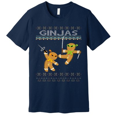 Ginjas Gingerbread Ninjas Funny Ugly Christmas Premium T-Shirt