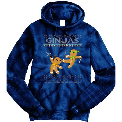 Ginjas Gingerbread Ninjas Funny Ugly Christmas Tie Dye Hoodie