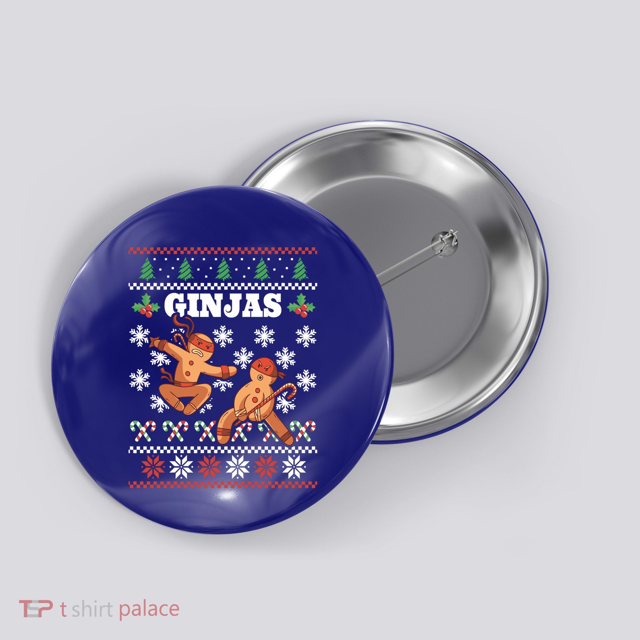 Ginjas Gingerbread Ninja Xmas Pajama Ugly Christmas Gift Button