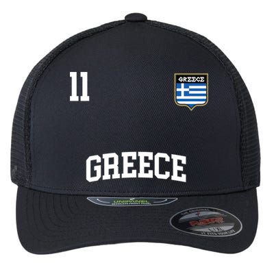 Greece Gift No 11 Greek Flag Football Soccer Team Flexfit Unipanel Trucker Cap