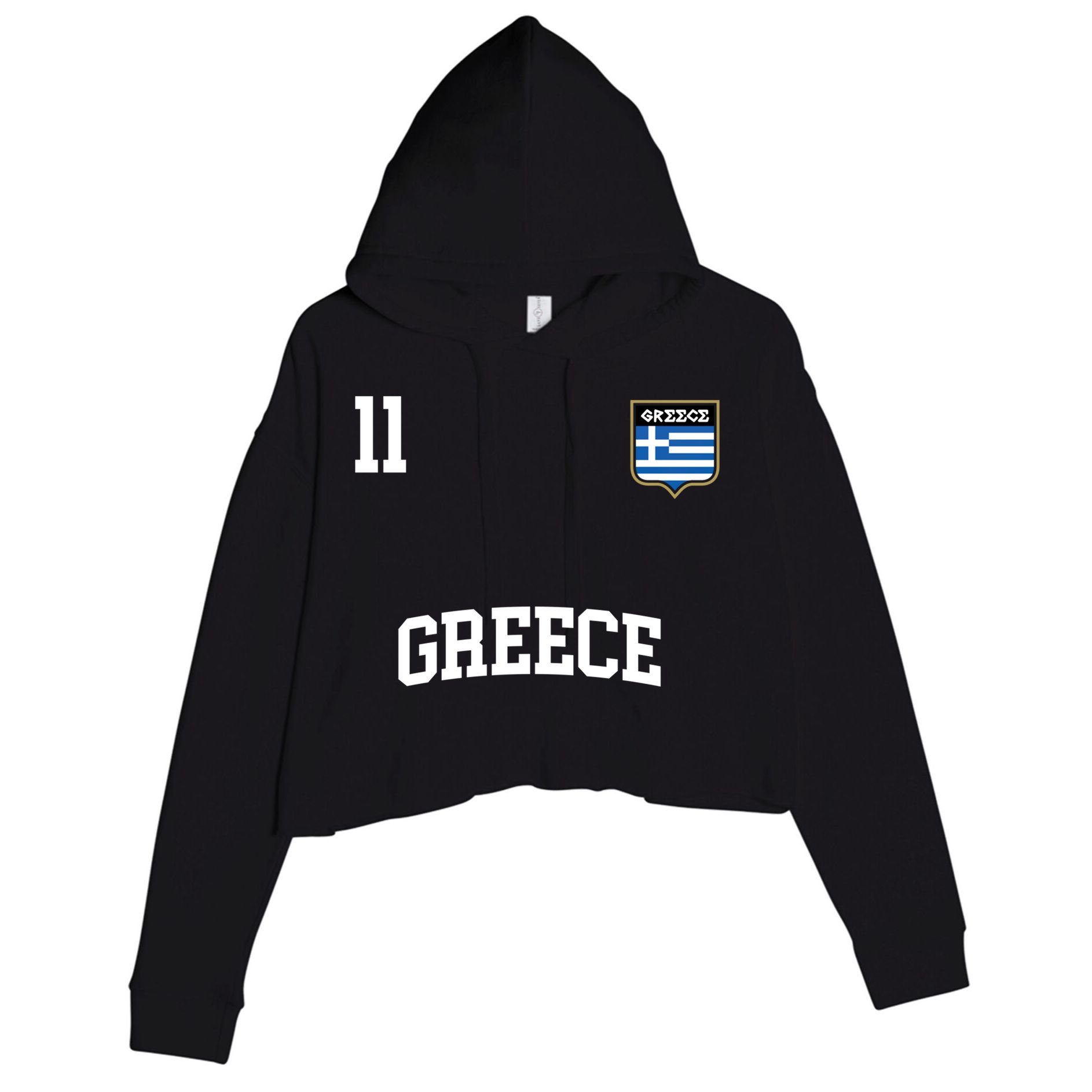 Greece Gift No 11 Greek Flag Football Soccer Team Crop Fleece Hoodie