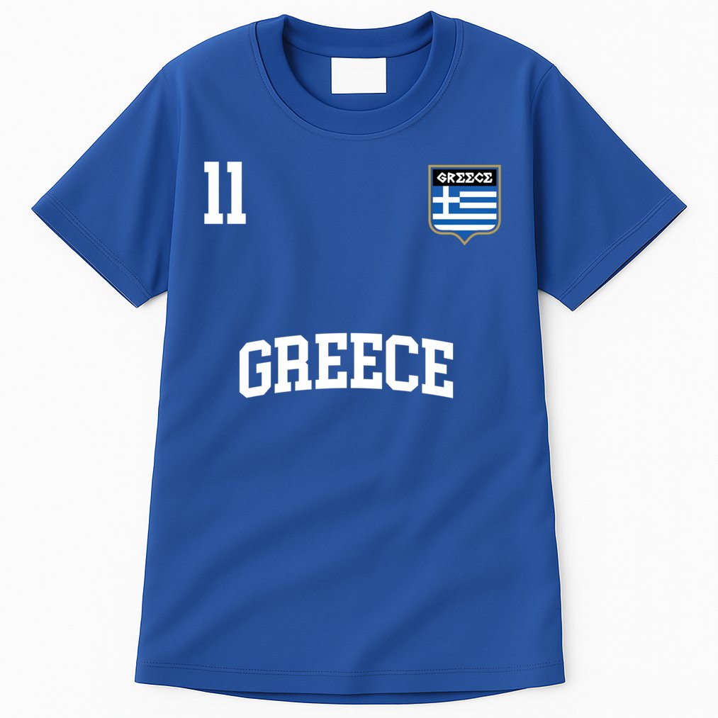Greece Gift No 11 Greek Flag Football Soccer Team Tall T-Shirt