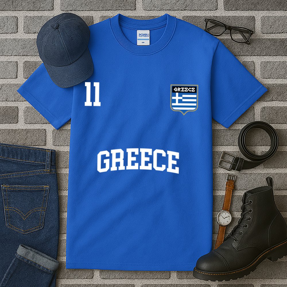 Greece Gift No 11 Greek Flag Football Soccer Team Tall T-Shirt