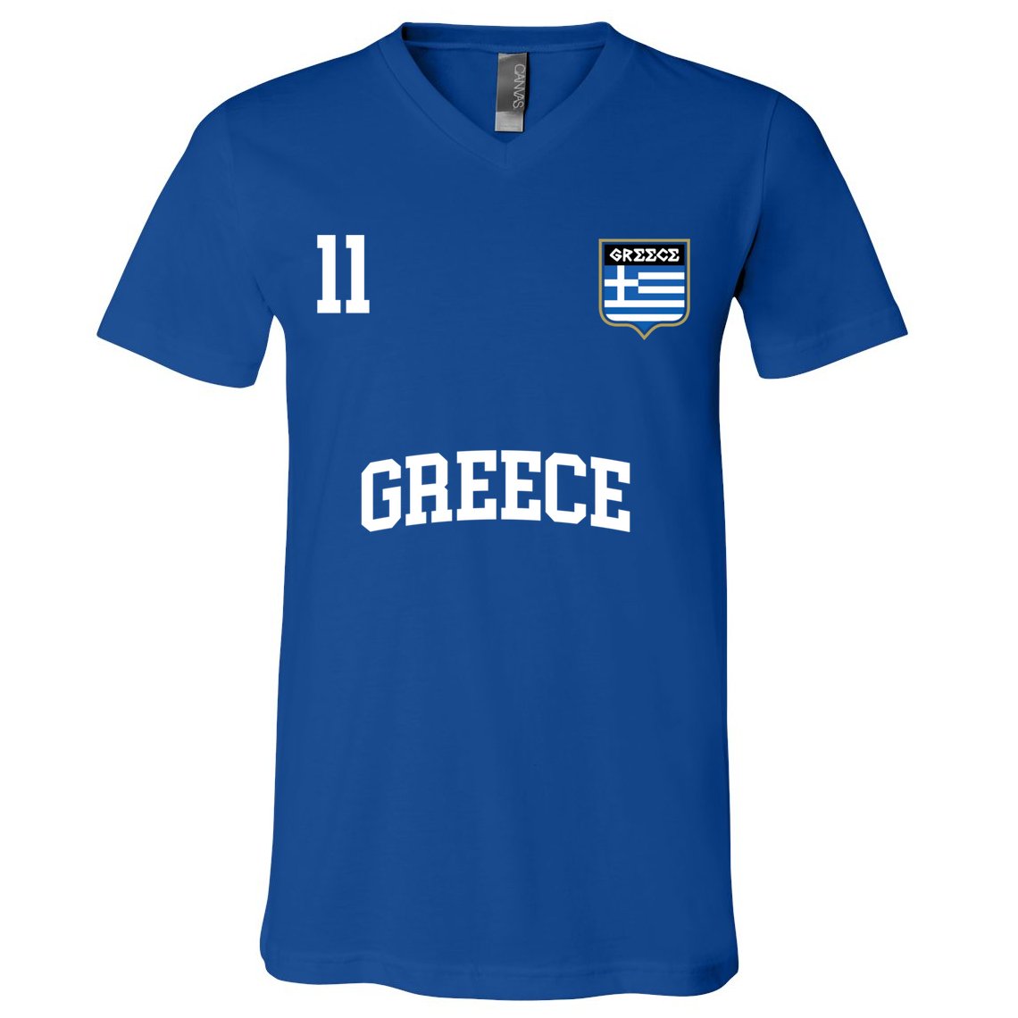 Greece Gift No 11 Greek Flag Football Soccer Team V-Neck T-Shirt