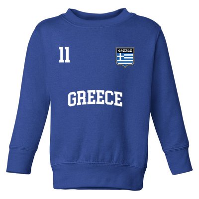 Greece Gift No 11 Greek Flag Football Soccer Team Toddler Sweatshirt
