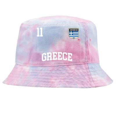 Greece Gift No 11 Greek Flag Football Soccer Team Tie-Dyed Bucket Hat