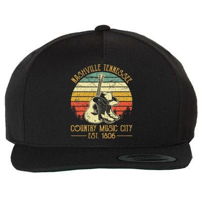 Guitar Guitarist Nashville Tennessee Country Music City Wool Snapback Cap