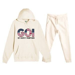 Goi Get Over It Trump Won Election 2024 Premium Hooded Sweatsuit Set