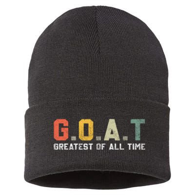 G.O.A.T Greatest Of All Time Vintage Goat Lover Gifts Sustainable Knit Beanie