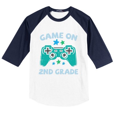 Gaming Game On 2Nd Grade Second First Day School Gamer Gift Baseball Sleeve Shirt