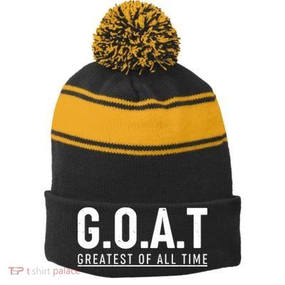 G.O.A.T Greatest Of All Time Stripe Pom Pom Beanie