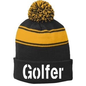 Golfer Stripe Pom Pom Beanie