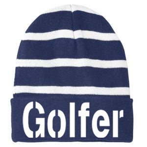 Golfer Striped Beanie with Solid Band