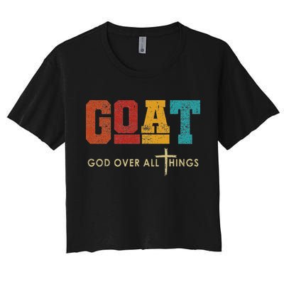 Goat God Over All Things Jesus Religion God Bible Christian Women's Crop Top Tee