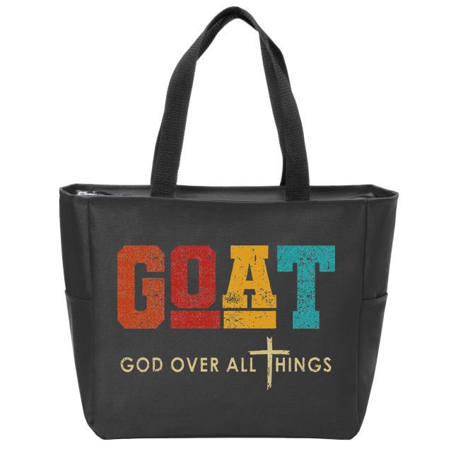 Goat God Over All Things Jesus Religion God Bible Christian Zip Tote Bag