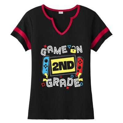 Gaming Game On 2nd Grade Second First Day School Gamer Ladies Halftime Notch Neck Tee