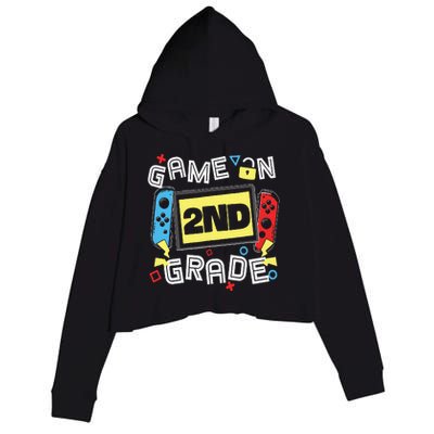 Gaming Game On 2nd Grade Second First Day School Gamer Crop Fleece Hoodie