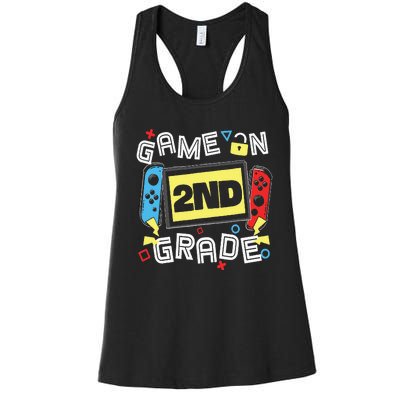 Gaming Game On 2nd Grade Second First Day School Gamer Women's Racerback Tank