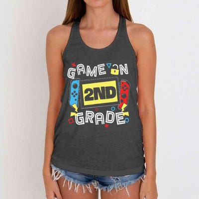 Gaming Game On 2nd Grade Second First Day School Gamer Women's Knotted Racerback Tank