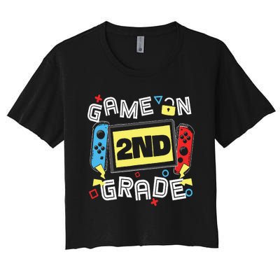 Gaming Game On 2nd Grade Second First Day School Gamer Women's Crop Top Tee