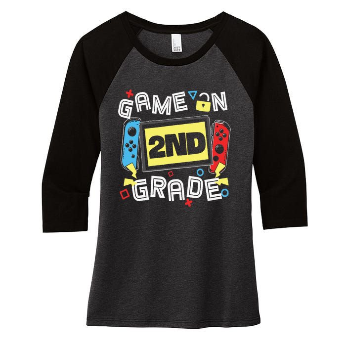 Gaming Game On 2nd Grade Second First Day School Gamer Women's Tri-Blend 3/4-Sleeve Raglan Shirt