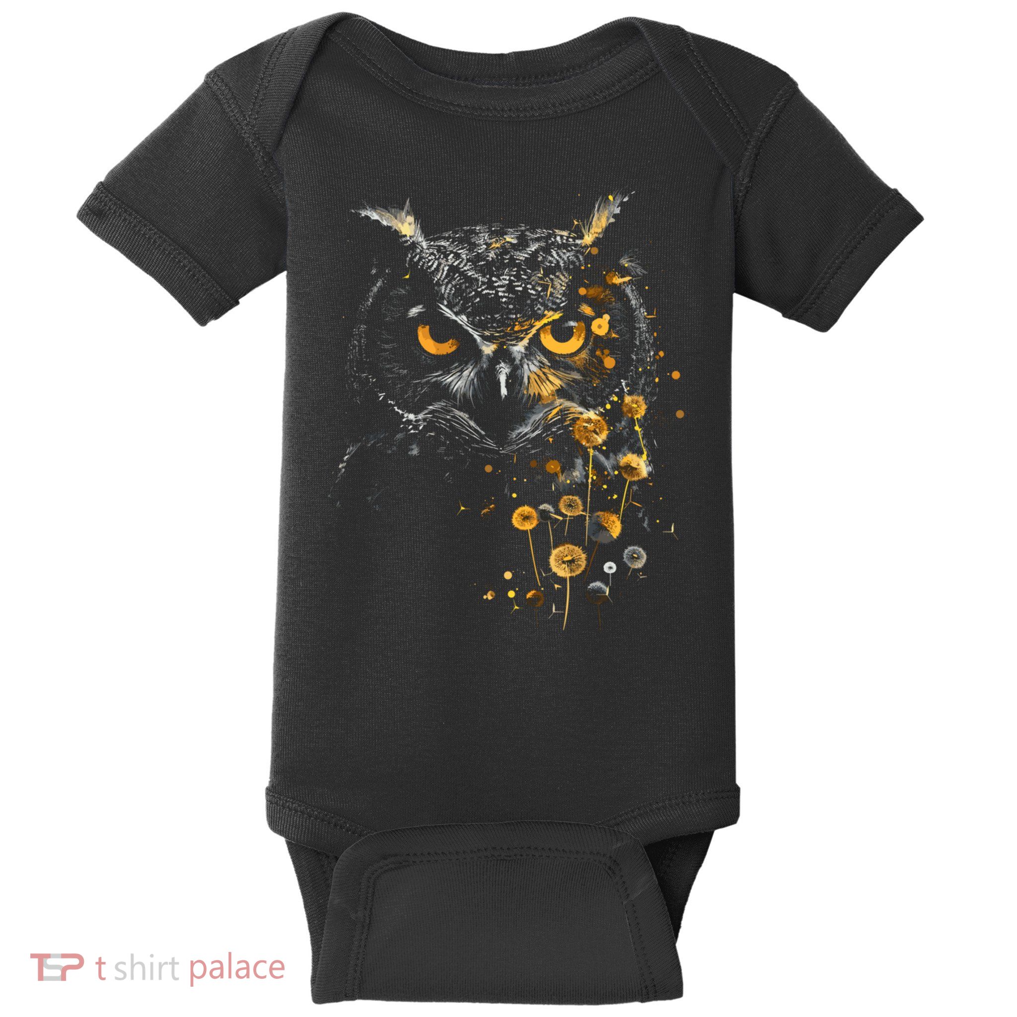 Great Gift Owl Dandelion Wildlife Owls Nature Art  Baby Bodysuit