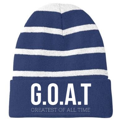 GOAT Greatest Of All Time Striped Beanie with Solid Band