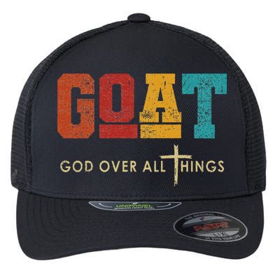 Goat God Over All Things Jesus Religion God Bible Christian Flexfit Unipanel Trucker Cap