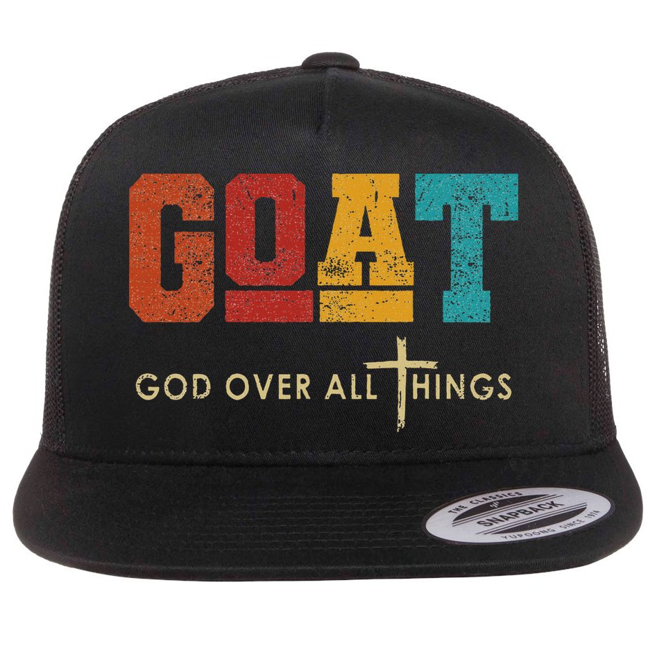 Goat God Over All Things Jesus Religion God Bible Christian Flat Bill Trucker Hat